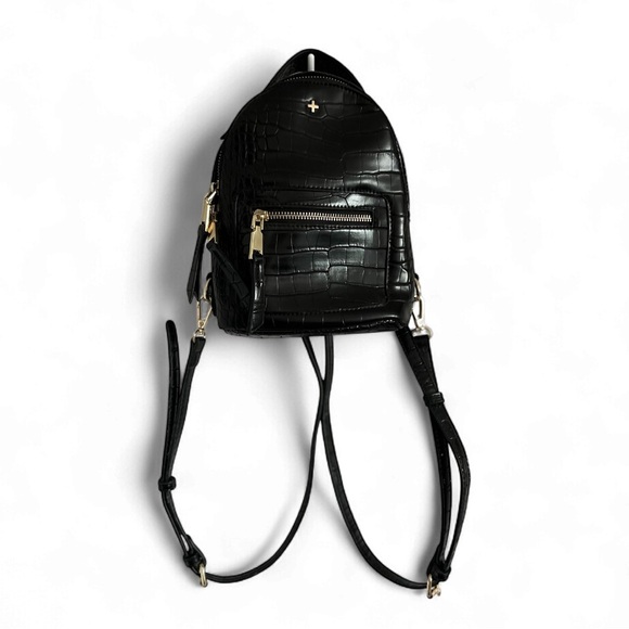 Peta + Jain Black Minimalist Vegan Leather Backpack - Picture 1 of 3